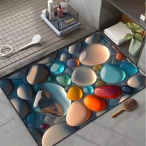 Tapetes De Secagem Rápida Em Microfibra Antiderrapante Para Banheiro / Porta De Entrada Estilo 3D de Pedra Tapetes De Secagem Rápida Em Microfibra Antiderrapante Para Banheiro / Porta De Entrada Estilo 3D de Pedra