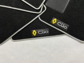 Tapetes do Clio preto personalizado bordas cinza