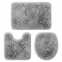 Tapetes Para Banheiro Kit Com 3 Peças Antiderrapante Super Soft Pelúcia Macia