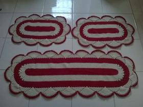 Tapetes para cozinha G leque 3 peças vermelho