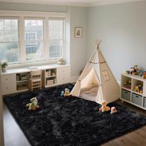 Tapetes Shag Area Boshengya Ultra Soft Fluffy 120x180cm pretos