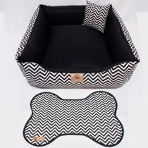 Tapetinho comedouro pet para cachorro e gato chevrom preto Tapetinho comedouro pet para cachorro e gato chevrom preto