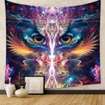 Tapiz de Pared con Búho Místico Cósmico y Decoración de Vida Silvestre