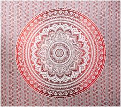 Tapiz de Pared Raajsee Mandala Ombre Rojo 220x210 cm