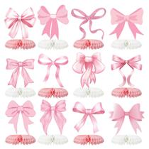 Tarklanda, 12 peças de decorações em forma de favo de mel para festas com laço rosa Tarklanda, 12 peças de decorações em forma de favo de mel para festas com laço rosa