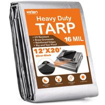Tarp Keten Heavy Duty Waterproof 3,7 x 6,1 m 16 mm prateado/preto