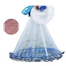 Tarrafa Chinesa Pesca Rede Pescaria 4 Metros Disco Lançador Malha 5 Peixe Mar Resistente Multifilamento