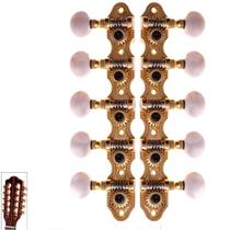 Tarraxas Pino Fino Dourada Para Viola Caipira 18 Dentes Rozi