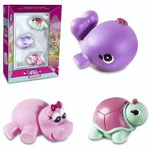 Tartaruga com baleia + hipopotamo de vinil cuties baby girls colors - COMETA BRINQUEDOS