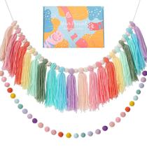 Tassel Garland Taimimy atualizado Boho Rainbow 94 cm + Pom Pom 6 pés