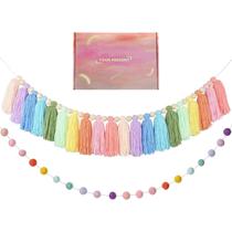 Tassel Garland Taimimy Boho 2 peças de decoração de casa em tons pastel de 2 m