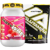 Tasty Whey Strawberry Pote 900G + Glutamina Fermentada 1Kg