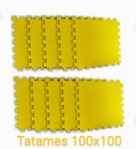 Tatame eva 10 tapetes amarelo 100x100 10mm yoga, academia, treino