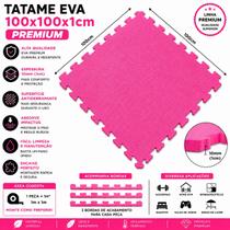 Tatame Tapete EVA 100x100x1cm 10mm ROSA PINK Emborrachado Linha PREMIUM com Bordas de Acabamento