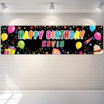 Tatuagem de banner de aniversário personalizada com nome, decoração DIY