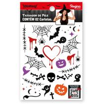 Tatuagem de Pele Temporária Halloween Decorativa 2 Cartelas