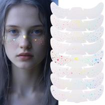 Tatuagem facial Glitter Freckles, 8 peças, holográfica, multicolorida Tatuagem facial Glitter Freckles, 8 peças, holográfica, multicolorida