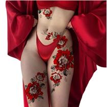 Tatuagem Postiça Adesiva Grande Rosas Vermelhas 32x47cm