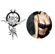 Tatuagem Temporária Adagas Rosas E Lua