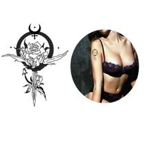 Tatuagem Temporária Adagas Rosas E Lua