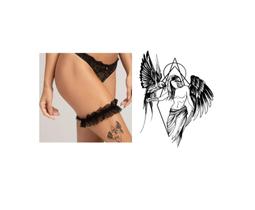 Tatuagem Temporária Anjo Feminino Negro Pequena Delicada