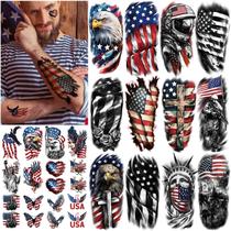 Tatuagem Temporária Atydkug 77 Folhas com Designs Patrióticos dos EUA Tatuagem Temporária Atydkug 77 Folhas com Designs Patrióticos dos EUA
