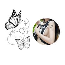 Tatuagem Temporária Borboletas Coração Love