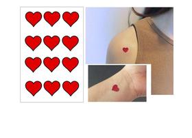 Tatuagem Temporária Cartela Coração Vermelho 9X6Cm - 3Istore
