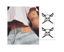 Tatuagem Temporária Cartela Dupla Caveira Pirata Tatuagem Temporária Cartela Dupla Caveira Pirata