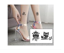 Tatuagem Temporária Cartela Dupla Coruja Delicada Pequena Tatuagem Temporária Cartela Dupla Coruja Delicada Pequena