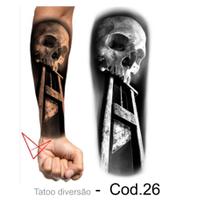 Tatuagem Temporária Caveira Guilhotina Masculino E Feminino - 10x20cm - Tattoo Happy