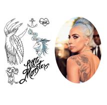 Tatuagem temporária cosplay Lady Gaga modelos Cor:Preto 1 Tatuagem temporária cosplay Lady Gaga modelos Cor:Preto 1