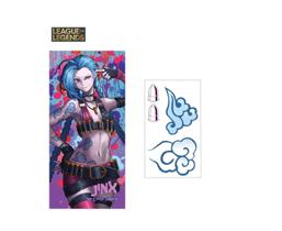 Tatuagem temporária cosplay lol jinx 6x10cm
