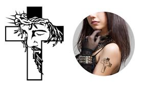 Tatuagem Temporária Cristo Cruz Salvador Religiosa 10x6 cm