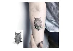 Tatuagem Temporária Dark Delicada Com 9,5 Cm Coruja