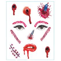 Tatuagem Temporária de Halloween para Rosto Dia de Los Muertos Tatuagem Temporária de Halloween para Rosto Dia de Los Muertos