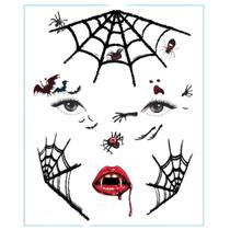 Tatuagem Temporária de Halloween para Rosto Dia de Los Muertos Tatuagem Temporária de Halloween para Rosto Dia de Los Muertos