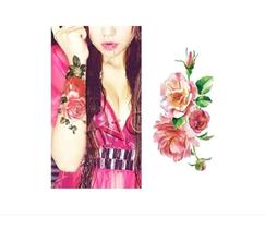 Tatuagem Temporária Delicada Com 20 Cm Flor Floral Tatuagem Temporária Delicada Com 20 Cm Flor Floral