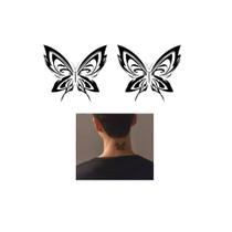 Tatuagem temporária dupla borboletas tribal preto Tatuagem temporária dupla borboletas tribal preto