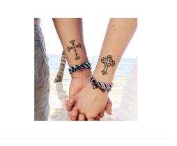 Tatuagem Temporária Dupla Cruz Casal Pequena Delicada Tatuagem Temporária Dupla Cruz Casal Pequena Delicada