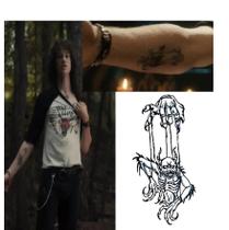 Tatuagem temporária Eddie Stranger cosplay Halloween Cor:Preto 2