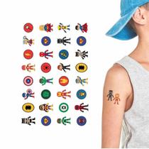 Tatuagem Temporária Fake Falsa infantil Coloridas Desenhos herois heroinas Tatuagem Temporária Fake Falsa infantil Coloridas Desenhos herois heroinas