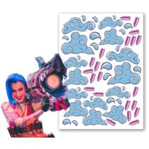Tatuagem Temporária Fantasia Cosplay Jinx Tatuagem Temporária Fantasia Cosplay Jinx
