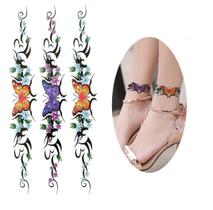 Tatuagem Temporária Flores Borboletas 3 Faixas 19 Cm