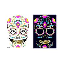 Tatuagem Temporária Fluorescente Dia Dos Mortos Neon À Prova d'Água Adesivos Para Festas De