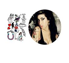 Tatuagem temporária folha A4 Amy Winehouse cosplay Tatuagem temporária folha A4 Amy Winehouse cosplay
