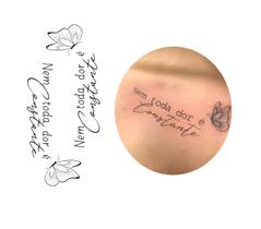 Tatuagem temporária frase nem toda dor é constante 10x6 cm