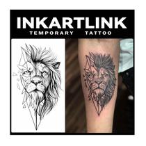 Tatuagem Temporária INKARTLINK Leão 2 Folhas Realista Tatuagem Temporária INKARTLINK Leão 2 Folhas Realista