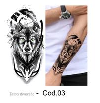 Tatuagem Temporária Lobo Masculino & Feminino I Unissex - 10x15cm - Tattoo Happy