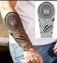 Tatuagem Temporária Maori Tribal Maia Masculino - 10x20cm - Tattoo Happy